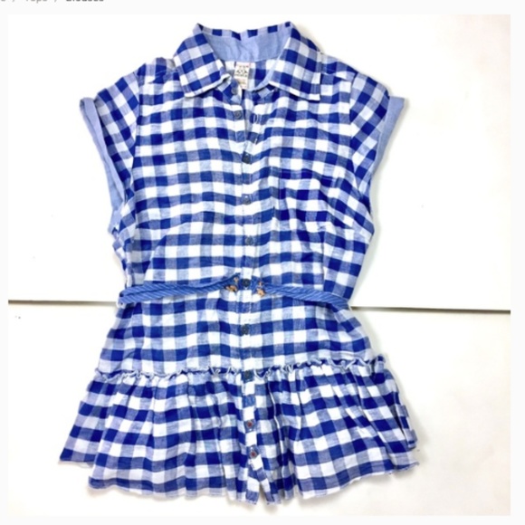 Free People Tops - Free People Blue Plaid Button Down Shirt